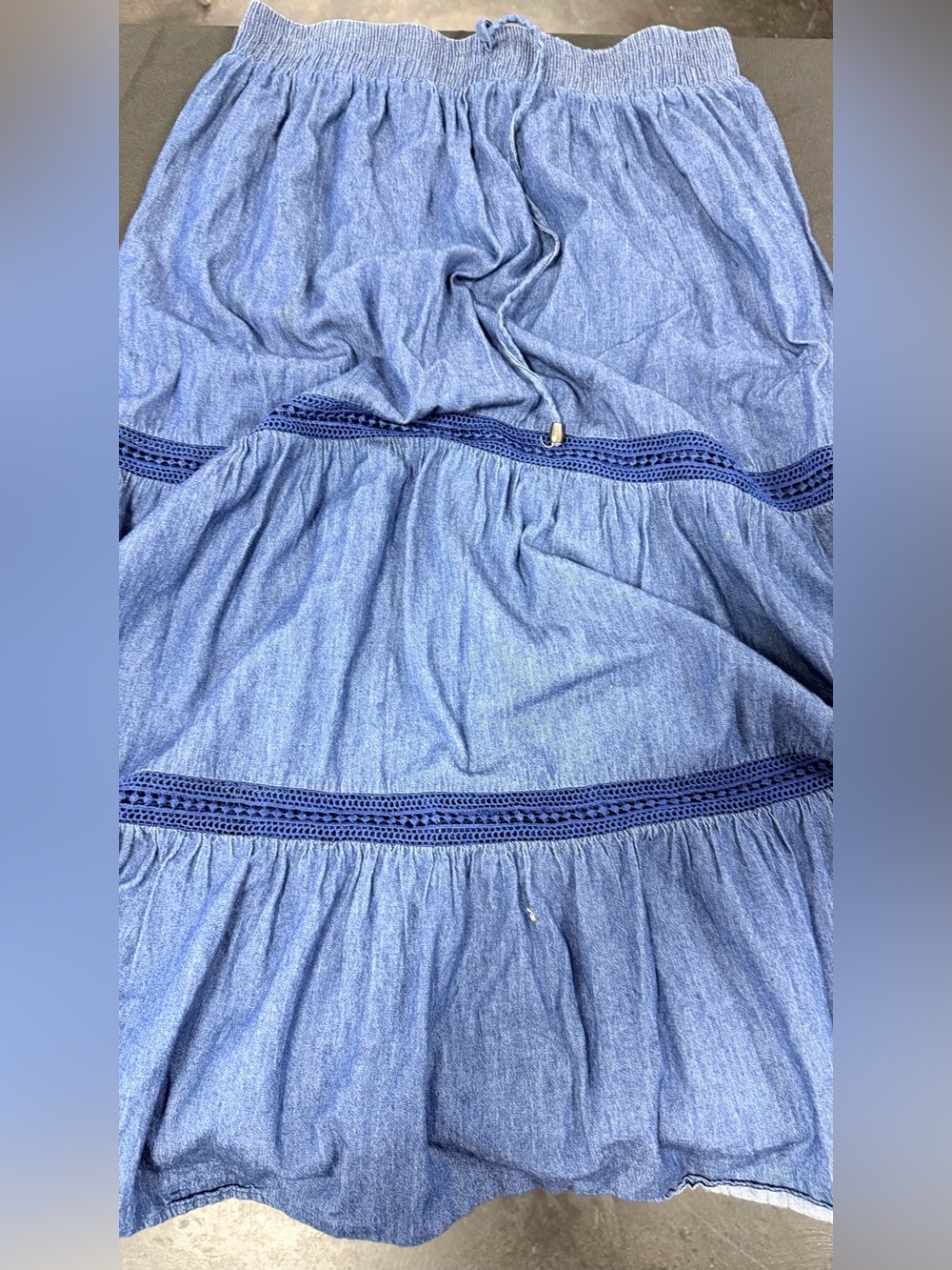 Blue Tiered Denim-Style Women's Skirt